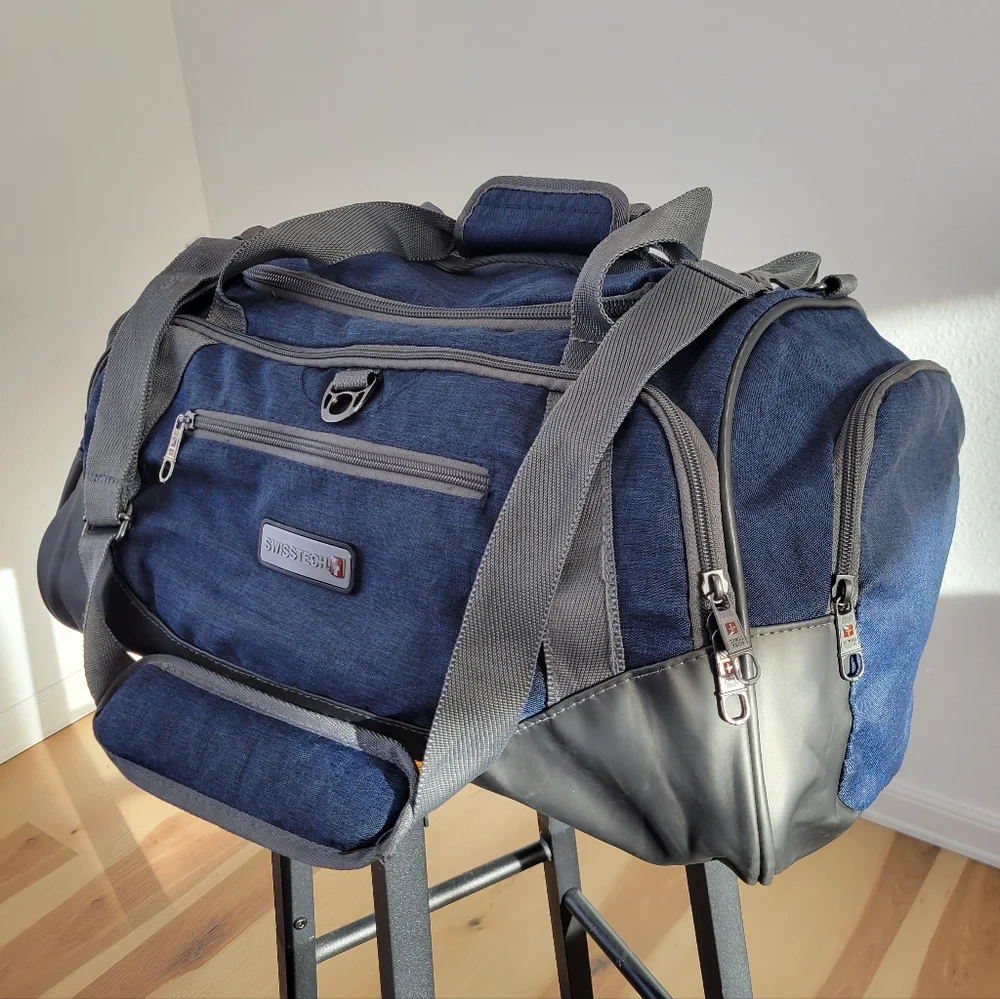 Blue and Gray Swiss Tech Duffel Bag